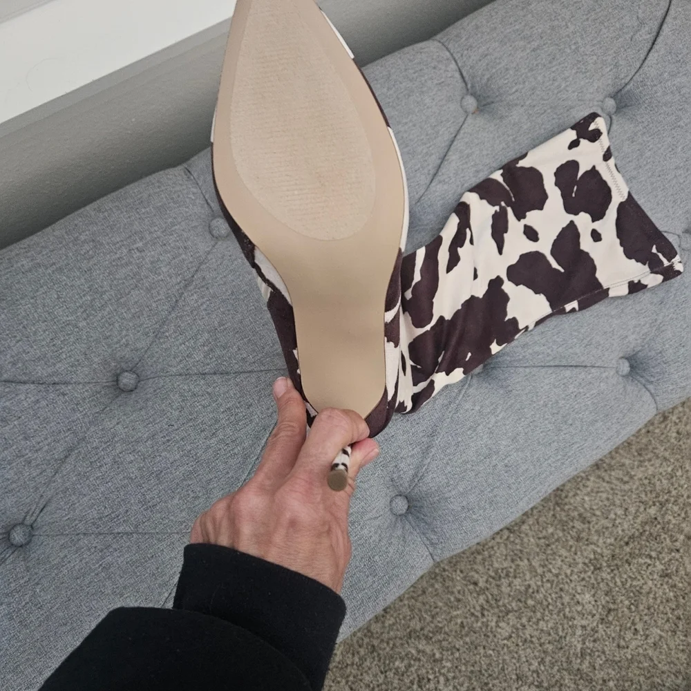 Steve Madden Black and White Heeled Boots - Picture 2 of 4